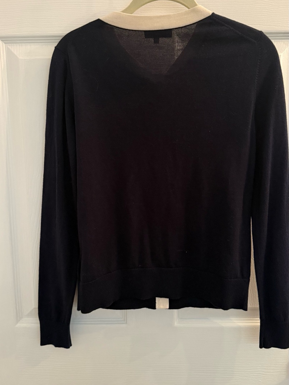Hobbs Navy Cardigan with Cream Trim & Bow Neck - Picture 4 of 5